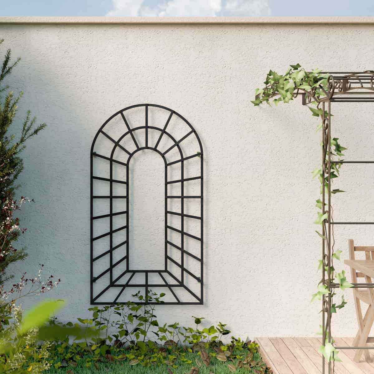 treillage mural bois trompe oeil noir