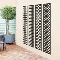 Treillage en bois Colonne maille Carrée 47mm L.2m x l.0,3m NOIR