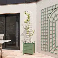 Treillage décoratif - grille arrondie à planter en acier brun - L. 30 x H. 170cm