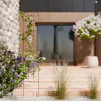 Treillage décoratif - grille arrondie à planter en acier brun - L. 30 x H. 170cm