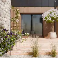 Treillage décoratif - grille arrondie à planter en acier brun - L. 50 x H. 180cm