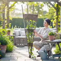 Treillis éventail en noisetier osier h. 90cm - lot de 2