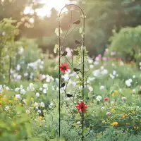 Treillis décoratif arrondi Oiseaux - Pour rosiers et plantes grimpantes L.30 x H.170cm - Métal, marron