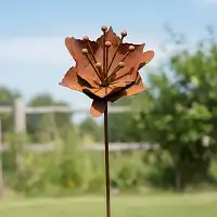 Tuteur fleur Lotus en fer brut - D.13 x H.100cm