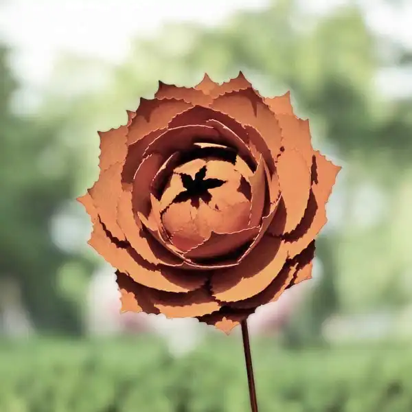 tuteur fleur artichaut deco metal rouille