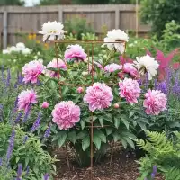 Tuteur cône 3 anneaux pour plantes à massif - Acier corten