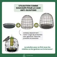 Mangeoire oiseaux suspendue - Soucoupe pour cage anti-gloutons D.26,5cm