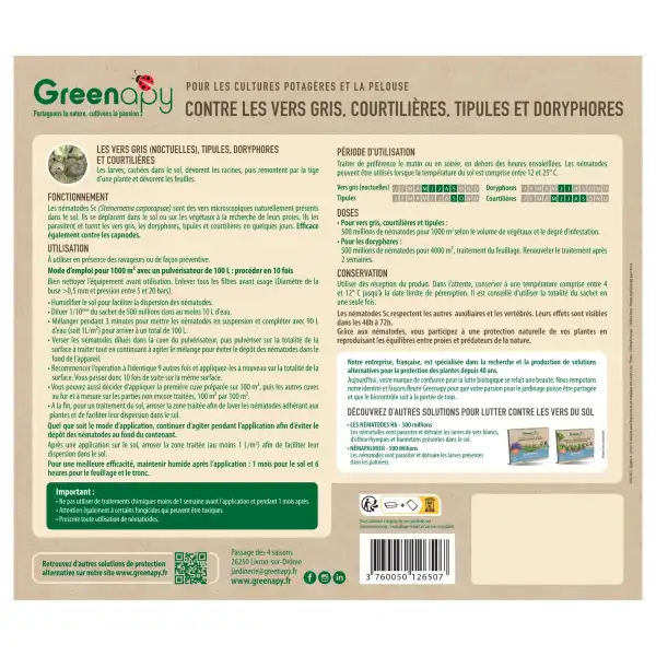 utilisation traitement nematodes courtilieres doryphores 500M