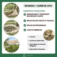 Bourras - Toile de jute polyvalente, déchets verts et récoltes L.190 x l.190 cm
