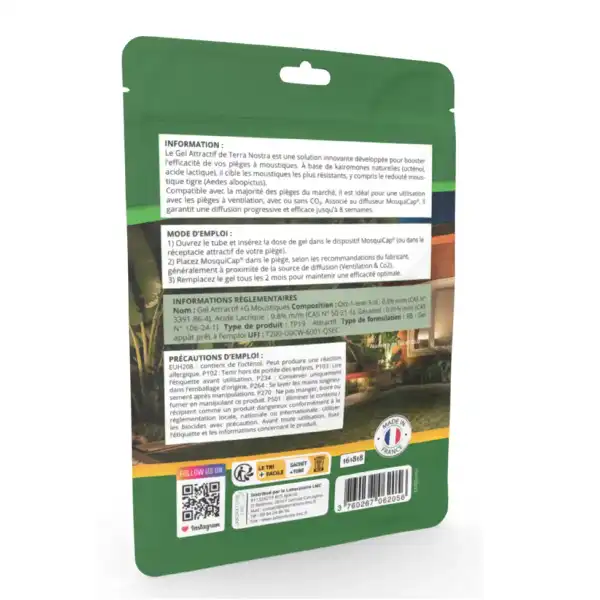 verso sachet appat moustique gel 6 mois