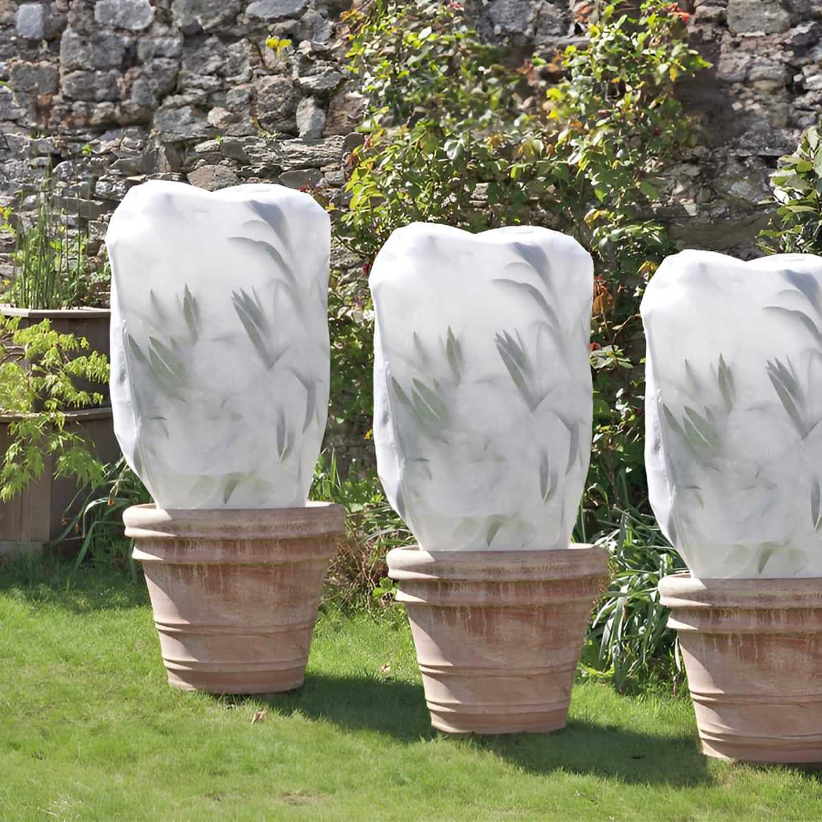 2 Housses D'hivernage 80x120 Cm – Tissu Non Tissé épais – Avec Cordon De Serrage – Pour Plantes En Pot, Oliviers, Palmiers