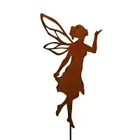 Silhouette fée bisou sur tige en métal rouillé
