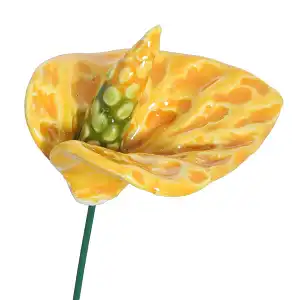 Anthurium jaune - Fleur en céramique sur tige à planter