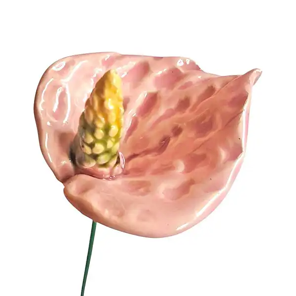 fleur ceramique anthurium rose clair