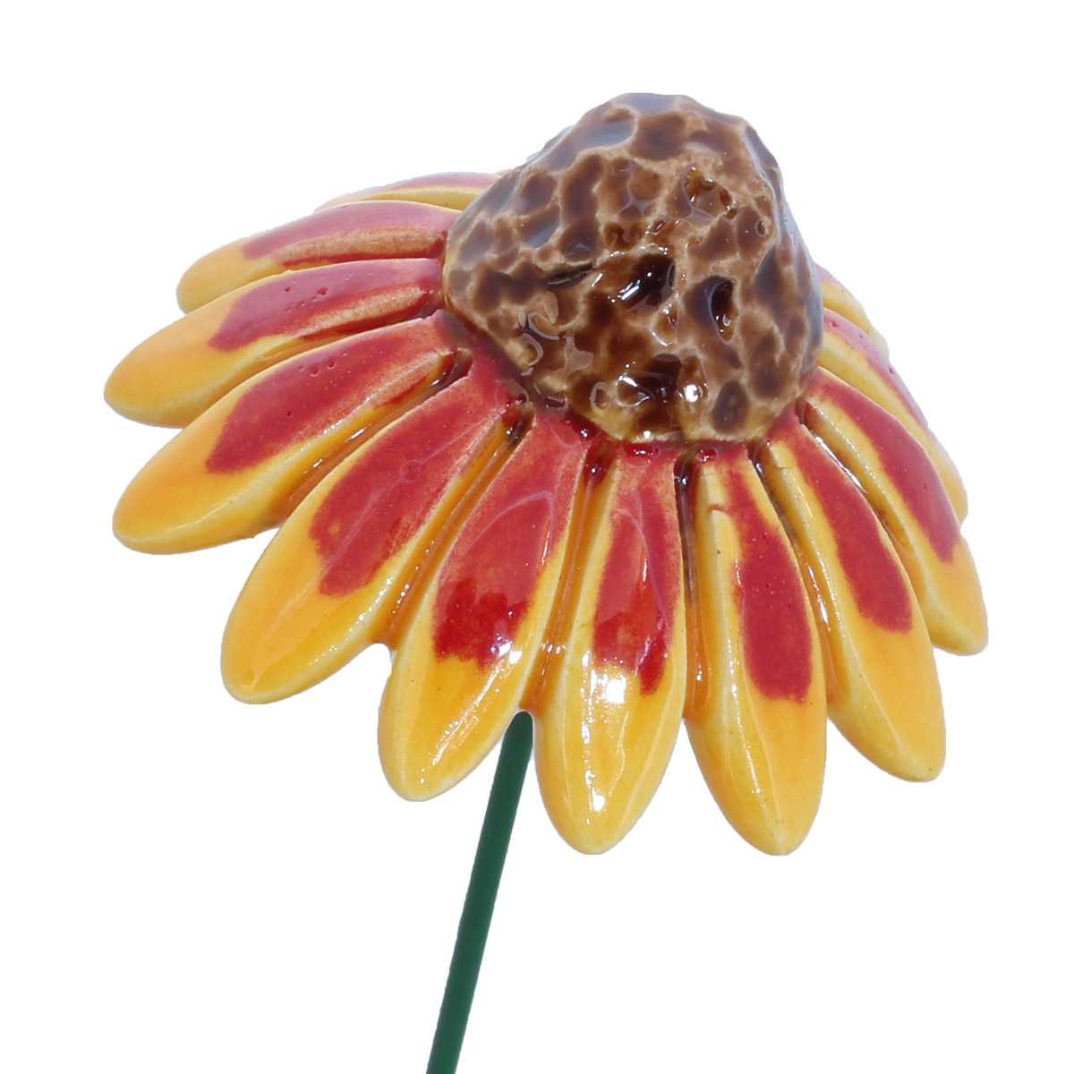 Fleur en céramique sur tige à planter - Camomille jaune