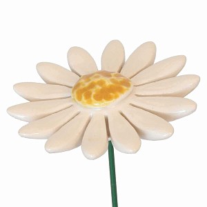 Fleur en céramique sur tige à planter - Marguerite blanche