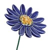 Fleur en céramique sur tige à planter - Marguerite bleu foncé