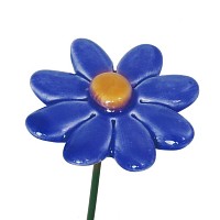 Fleur en cÃ©ramique sur tige Ã planter - Petite marguerite bleu foncÃ©