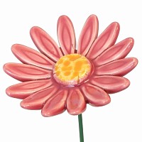 Fleur en cÃ©ramique sur tige Ã planter - Marguerite rose