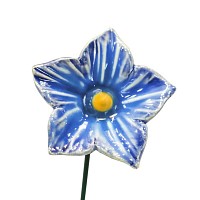 Fleur en céramique sur tige à planter - Malva Sylvestris bleu clair