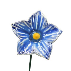 Fleur en céramique sur tige à planter - Malva Sylvestris bleue foncée