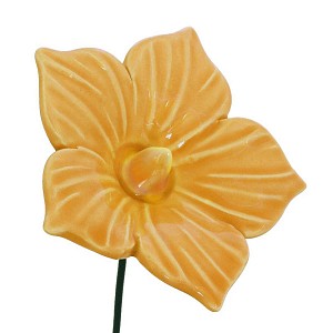 Fleur en céramique sur tige à planter - Malva Sylvestris jaune