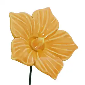 Malva Sylvestris jaune - Fleur en céramique sur tige à planter