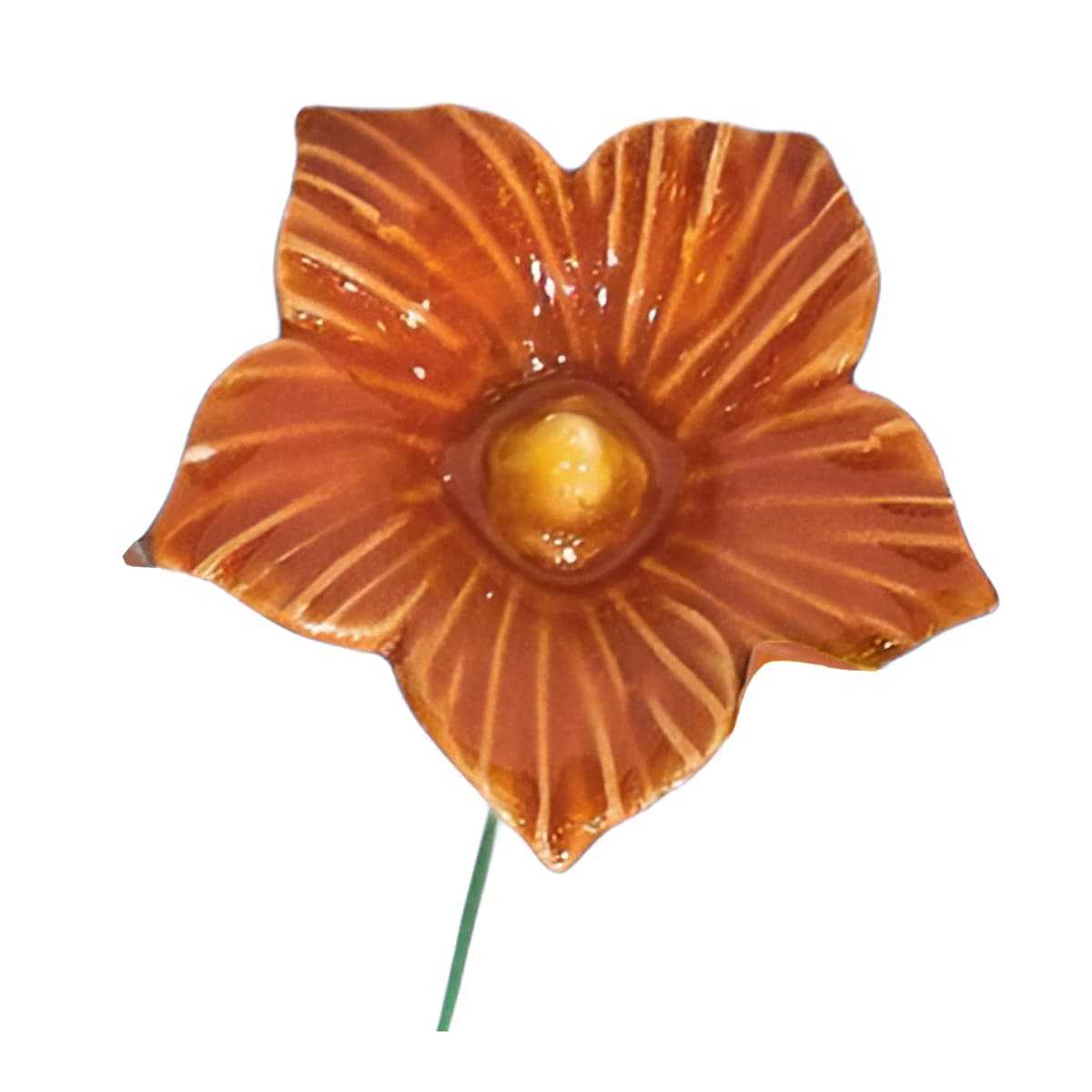 fleur ceramique mauve orange