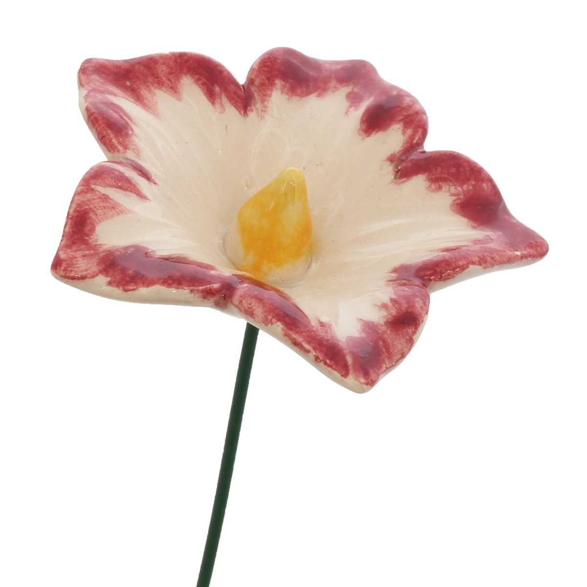 Fleur en céramique sur tige à planter - Malva Sylvestris bicolore