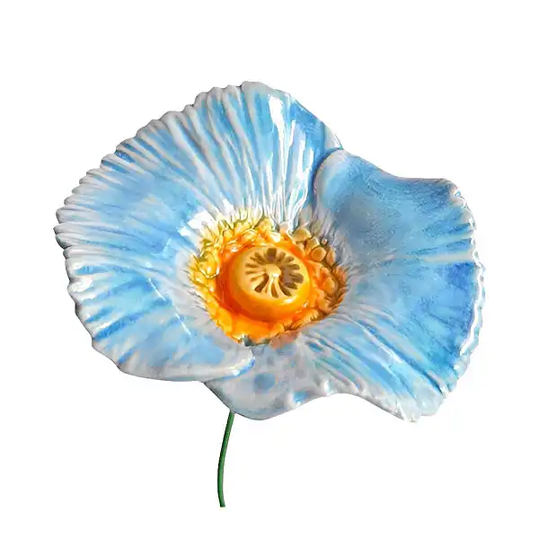 fleur ceramique pavot bleu clair