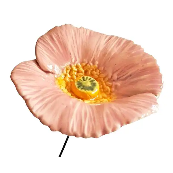 fleur ceramique pavot rose clair