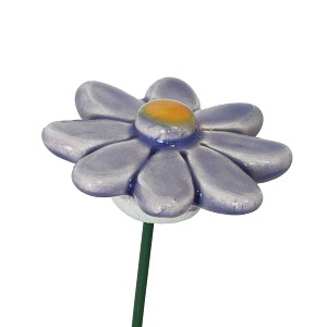 Fleur en céramique sur tige à planter - Petite marguerite bleue ciel