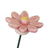 Fleur en cÃ©ramique sur tige Ã planter - Petite marguerite rose