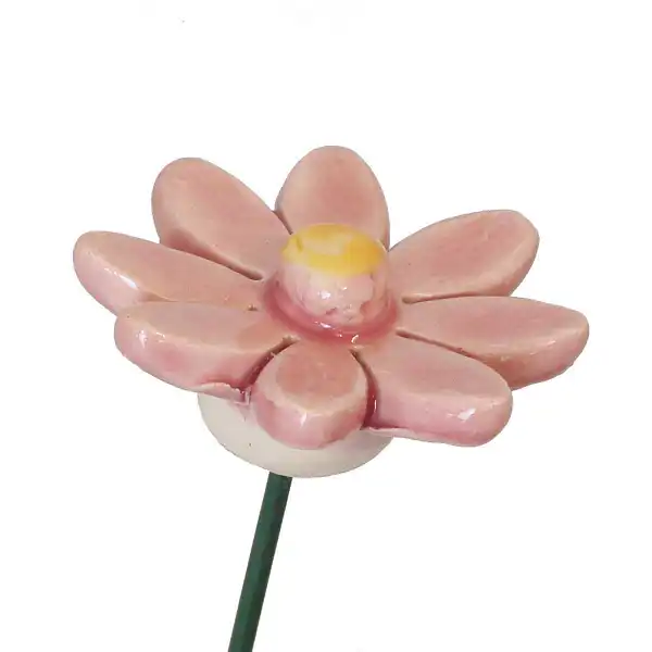 fleur ceramique petite marguerite rose