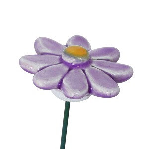 Fleur en céramique sur tige à planter - Petite marguerite violette
