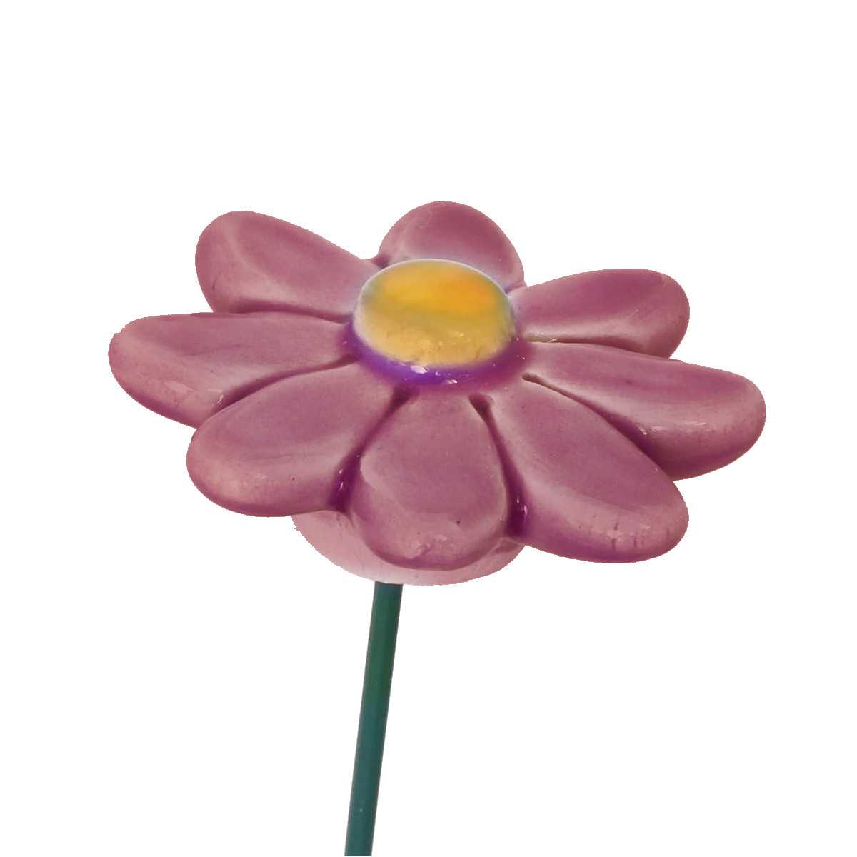 Fleur en céramique sur tige à planter - Petite marguerite violette