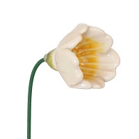 Fleur en céramique sur tige à planter - Primevère blanche