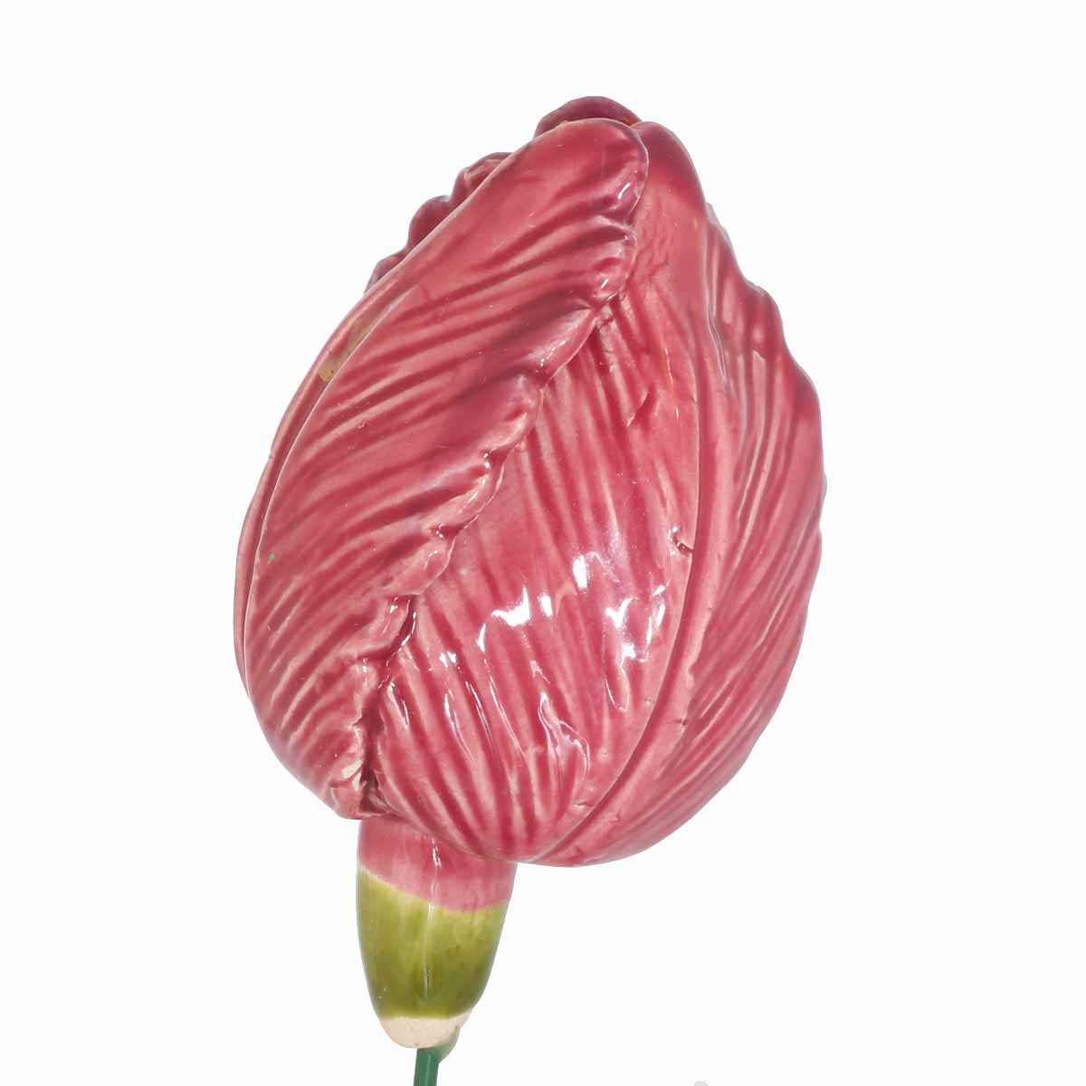 Fleur en céramique sur tige à planter - Tulipe rose