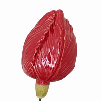Fleur en cÃ©ramique sur tige Ã planter - Tulipe rouge