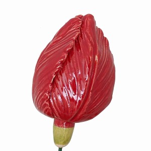 Fleur en céramique sur tige à planter - Tulipe rouge