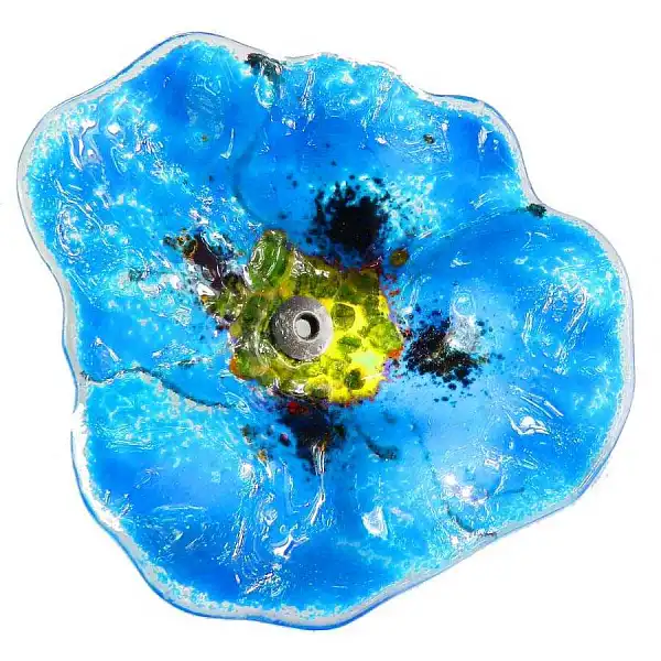 fleur coquelicot verre bleu ciel