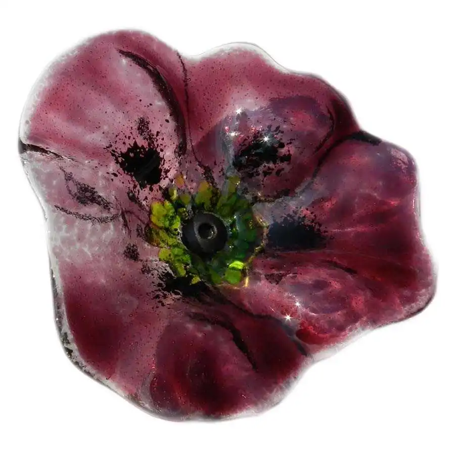 Fleur Coquelicot POURPRE en verre  Fleur Coquelicot POURPRE en verre