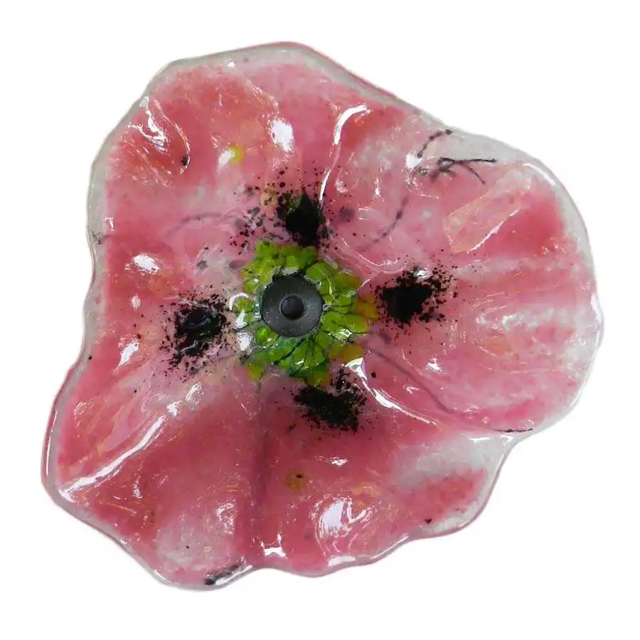 Fleur Coquelicot ROSE en verre  Fleur Coquelicot ROSE en verre