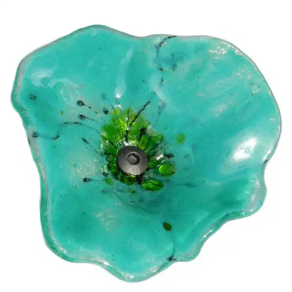 fleur coquelicot verre turquoise