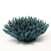 Fleur corail en céramique Mondo 15,5cm - Bleu canard