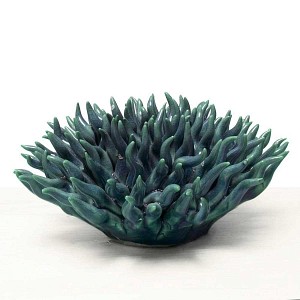 Fleur corail en céramique Mondo 14,5cm - Bleu canard