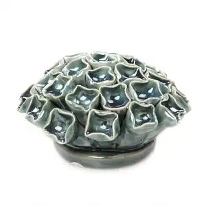 Fleur corail en céramique 10cm - Bleu canard