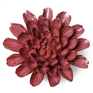Fleur décorative en céramique artisanale - Dahlia bordeaux D.12 x H.5cm