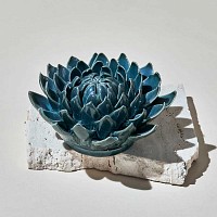 Fleur en cÃ©ramique Dahlia 11cm - Bleu canard
