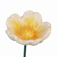 Fleur en céramique sur tige à planter - Eglantine blanc